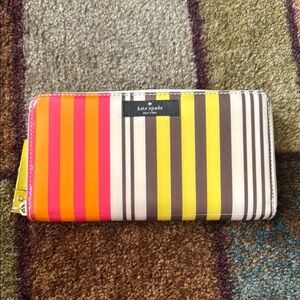 Kate Spade Red and Pink Striped Wallet